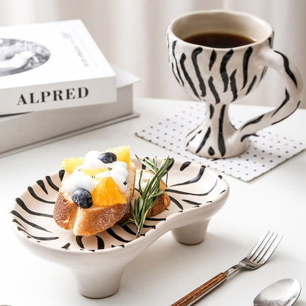 Hand Painted Speckled Zebra Leopard Cloud Irregular Shaped Ceramic Storage Tray