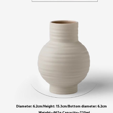 Big Belly Thread Hallway Study Ceramic Vase Grey 15CM