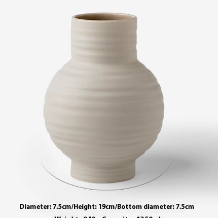 Big Belly Thread Hallway Study Ceramic Vase Grey 19CM