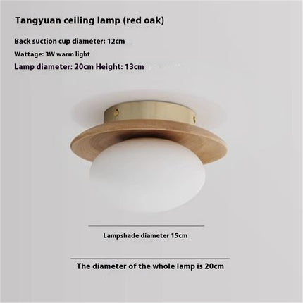 Cream Style Japanese Style Log Bedside Balcony Spherical Living Room TV Wall Wall Lamp 10W Log Color Warm Light