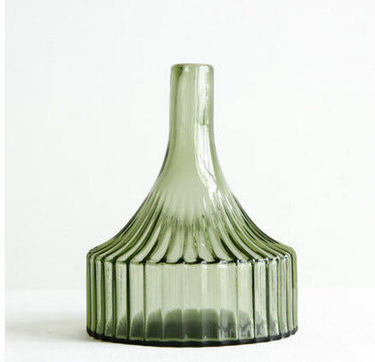 Green Striped Glass Vase, Flower Ware, Hydroponics Bottle, Glass Crafts, Home Decoration And Decoration Articles