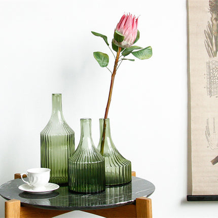 Green Striped Glass Vase, Flower Ware, Hydroponics Bottle, Glass Crafts, Home Decoration And Decoration Articles