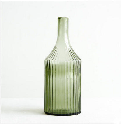Green Striped Glass Vase, Flower Ware, Hydroponics Bottle, Glass Crafts, Home Decoration And Decoration Articles