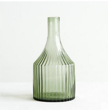 Green Striped Glass Vase, Flower Ware, Hydroponics Bottle, Glass Crafts, Home Decoration And Decoration Articles