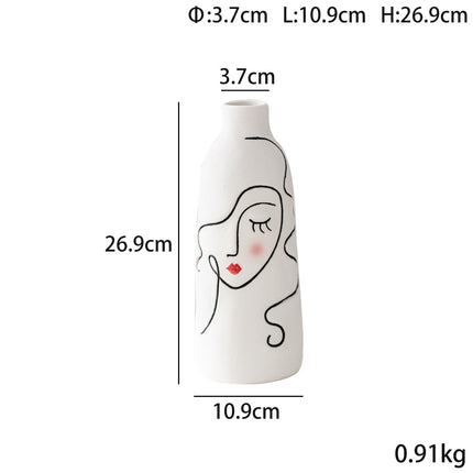 Hand-painted Face Plain Burning Ceramic Vase Soft Decoration V106 C
