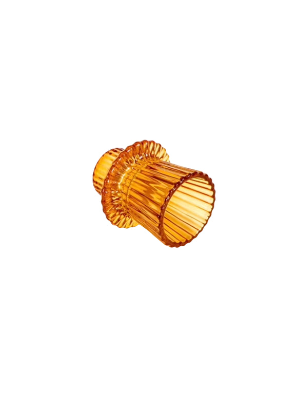 Amber Glass Candlestick Candle Holders Tealight A