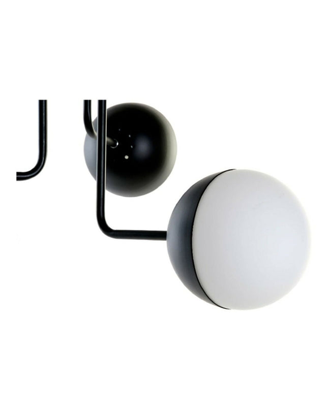 Ceiling Light White Black Metal Crystal