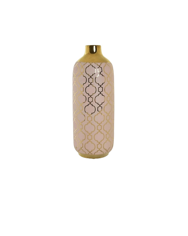 Vase Porcelain Pink Golden Oriental