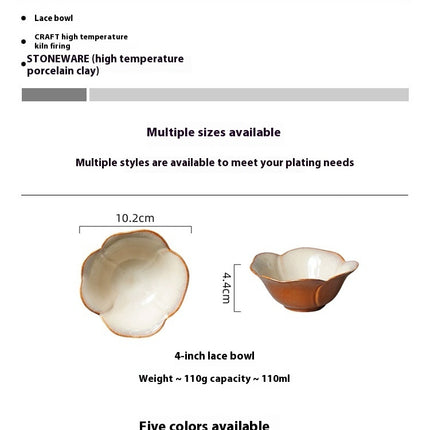 Glaze Kiln Lace Ceramic Bowl Sauce Dish Children Fruit Bowl