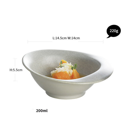 Large household special-shaped creative bowl Light grey rice bowl
