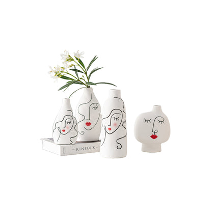 Hand-painted Face Plain Burning Ceramic Vase Soft Decoration