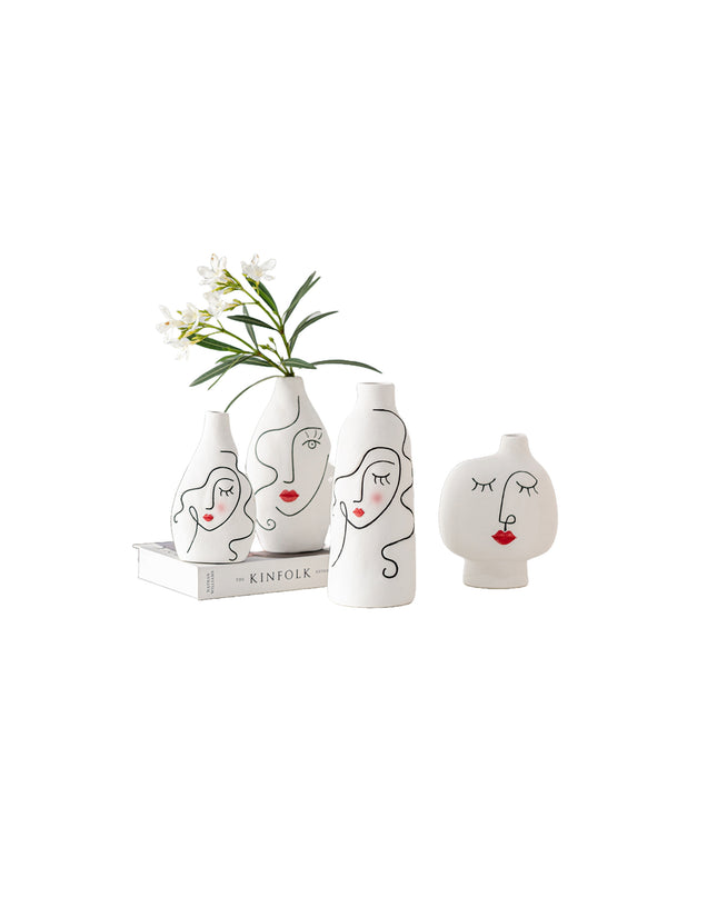 Hand-painted Face Plain Burning Ceramic Vase Soft Decoration