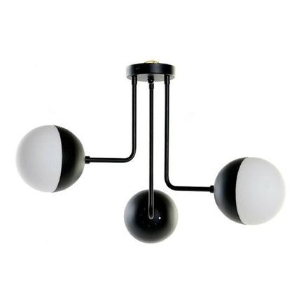 Ceiling Light White Black Metal Crystal