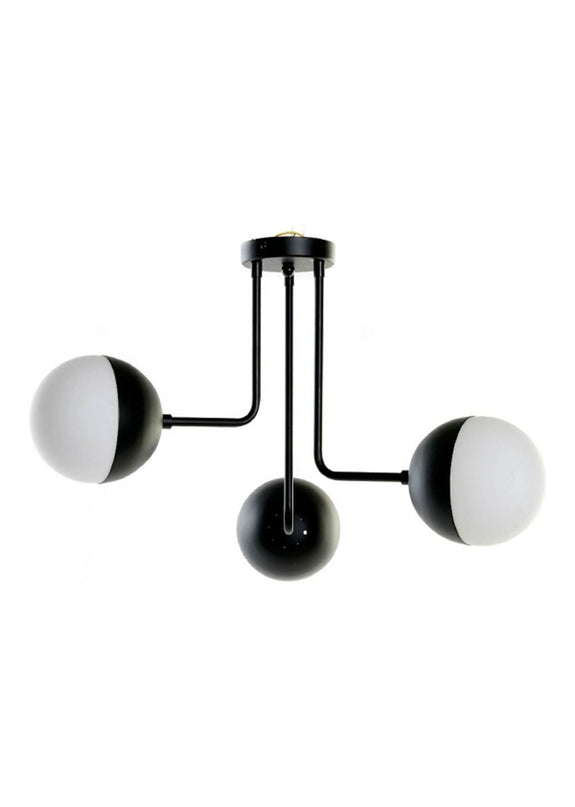 Ceiling Light White Black Metal Crystal