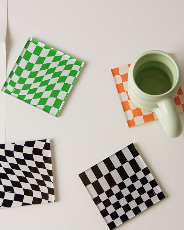 Retro Chessboard Coffee Cup Mat