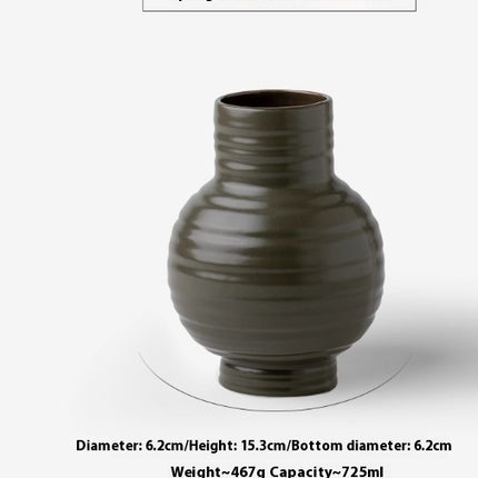 Big Belly Thread Hallway Study Ceramic Vase Green 15CM