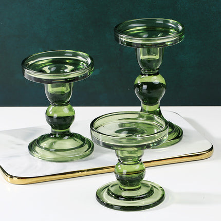 Retro Dark Green Stained Glass Candle Holder Green