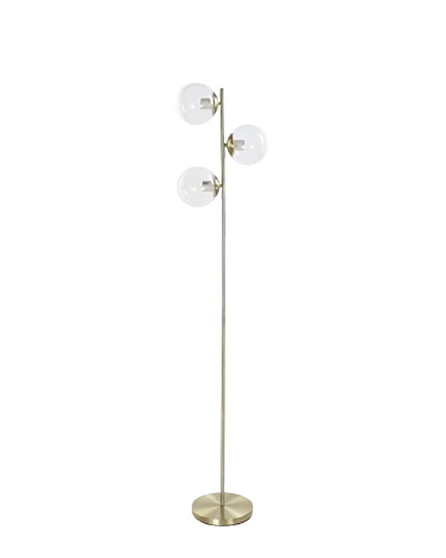 Floor Lamp Crystal Golden Metal Transparent