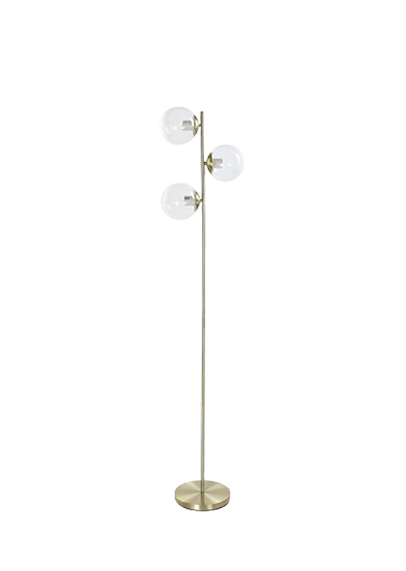 Floor Lamp Crystal Golden Metal Transparent