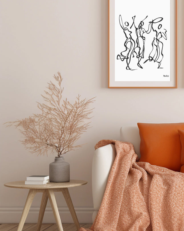 Dancing Abstract Lines Boho Poster