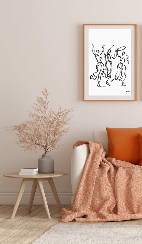 Dancing Abstract Lines Boho Poster