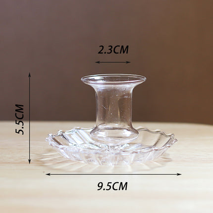 Creative Transparent Handmade Glass Candle Holder Decoration Ornaments Transparent striped bottom