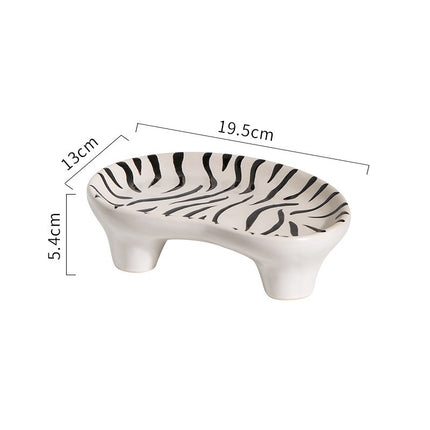 Hand Painted Speckled Zebra Leopard Cloud Irregular Shaped Ceramic Storage Tray Zebra