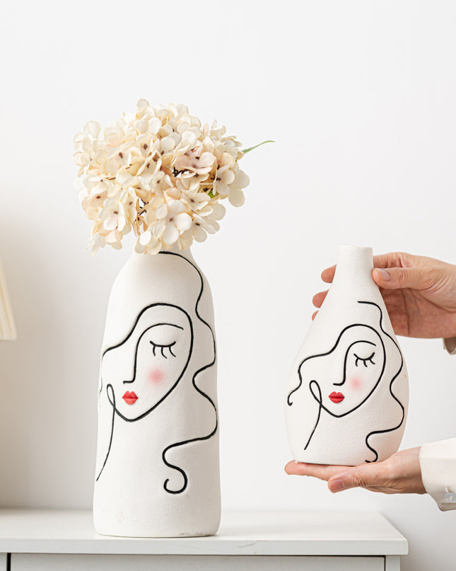 Hand-painted Face Plain Burning Ceramic Vase Soft Decoration