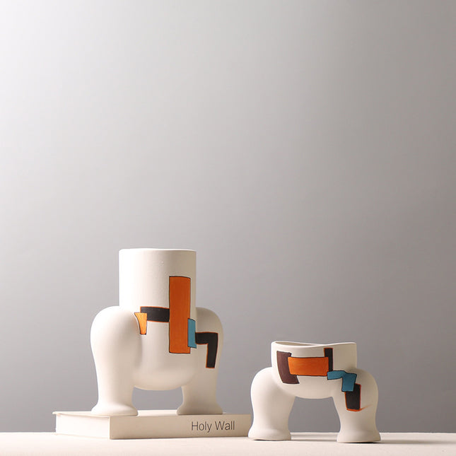 Creative Capsule Man Decoration Decorative Vase Color Matching Hand-painted Frosted Ceramic Crafts