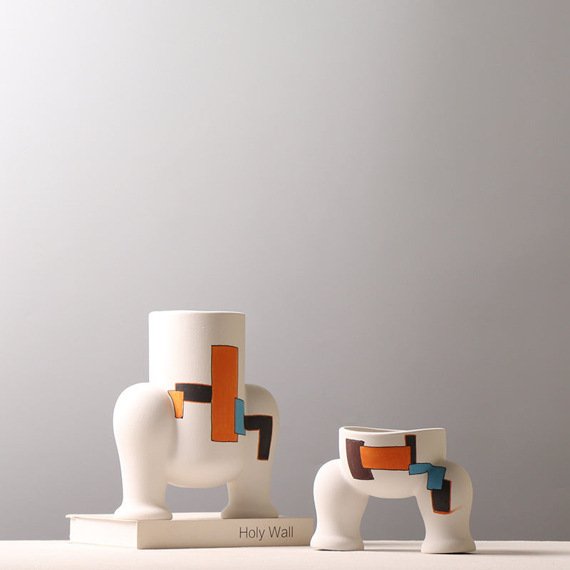 Creative Capsule Man Decoration Decorative Vase Color Matching Hand-painted Frosted Ceramic Crafts
