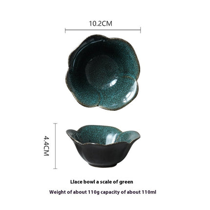 Glaze Kiln Lace Ceramic Bowl Sauce Dish Children Fruit Bowl Green