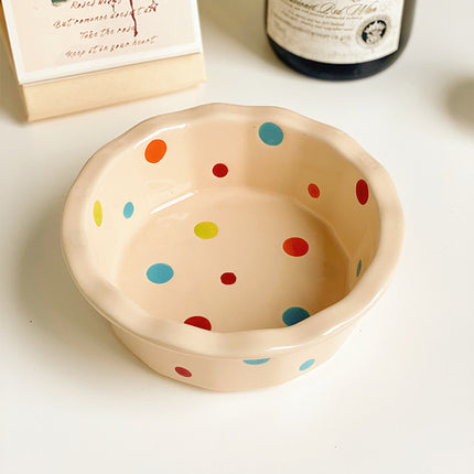 Cute Polka Dot Lace Bowl Milky White