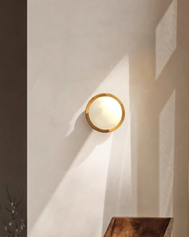 Cream Style Japanese Style Log Bedside Balcony Spherical Living Room TV Wall Wall Lamp