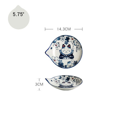 Cute Cat Plate Home Creative Ceramics Sakura dish 5.75inches