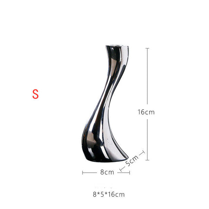 Graceful Curve Swan Ceramic Silver Plated Candle Holder S