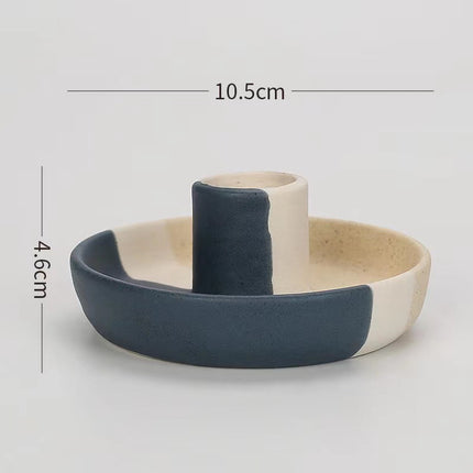 Tray Aromatherapy Candle Pedestal Decoration Oval blue white and yellow