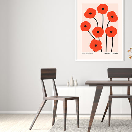 Red Floral Shapes Poster
