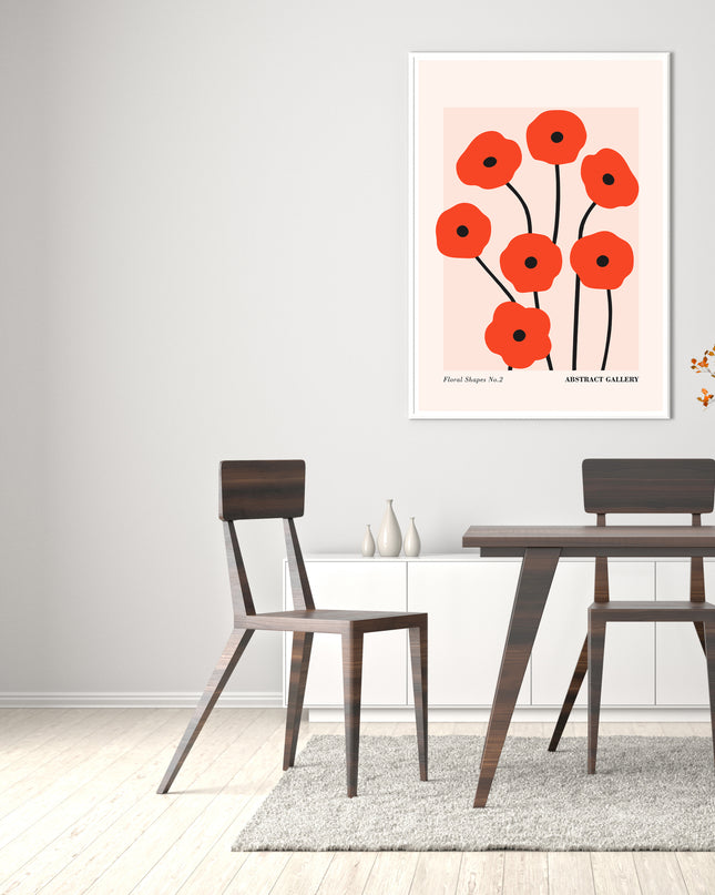 Red Floral Shapes Poster