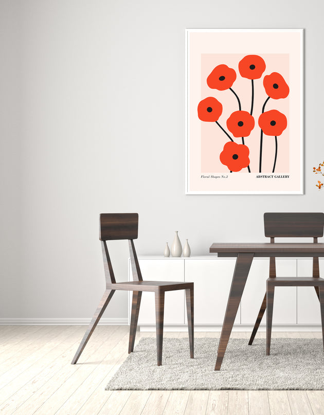 Red Floral Shapes Poster