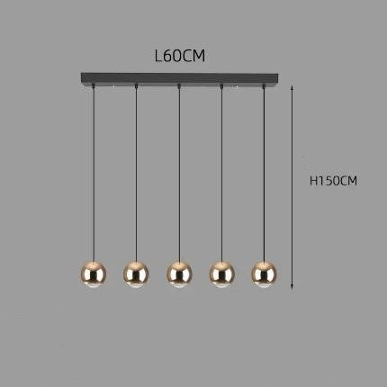 Living Room Ball Long Line Chandelier 5long golden discs