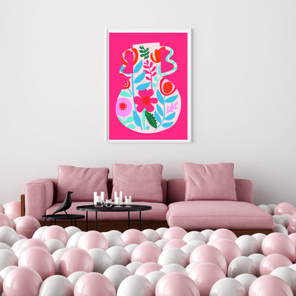 Pink Floral Vase Poster