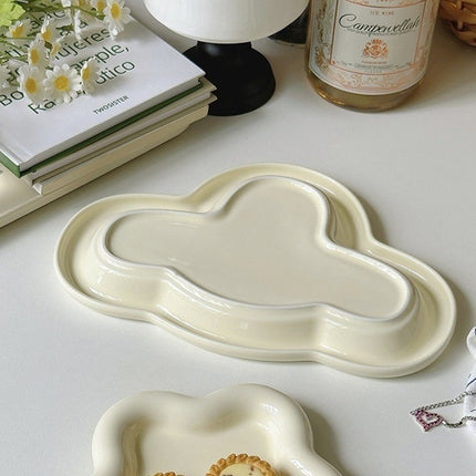 Ins Style Good-looking South Korea Cream Tableware Ceramic Cloud Dessert Plate