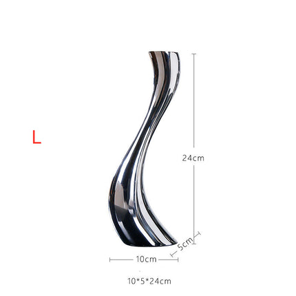 Graceful Curve Swan Ceramic Silver Plated Candle Holder L