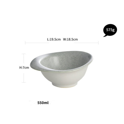 Large household special-shaped creative bowl Light gray noodle bowl