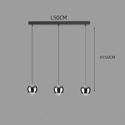Living Room Ball Long Line Chandelier 3head long black disc