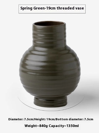 Big Belly Thread Hallway Study Ceramic Vase Green 19CM