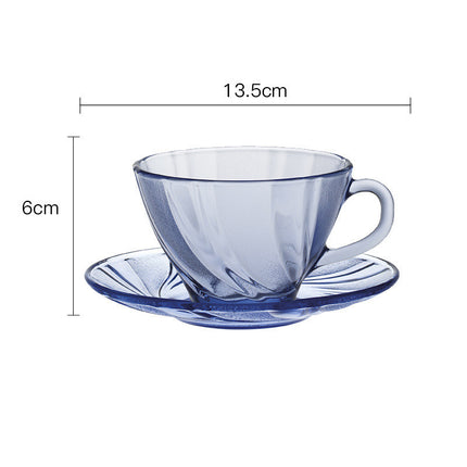 European Style Simple Tempered Glass Heat-resistant And Drop-resistant Coffee Cup Light blue pattern