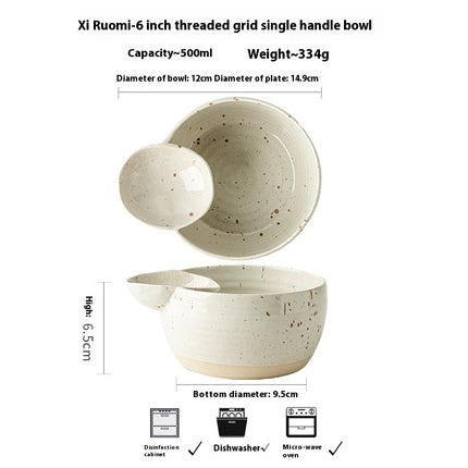 Self-contained Dipping Dish Snack French Fries Ceramic Snack Bowl 6inch split single ear bowl
