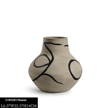 Nordic Style Handmade Ceramic Vase Model Room E Type C191251 Flower Device