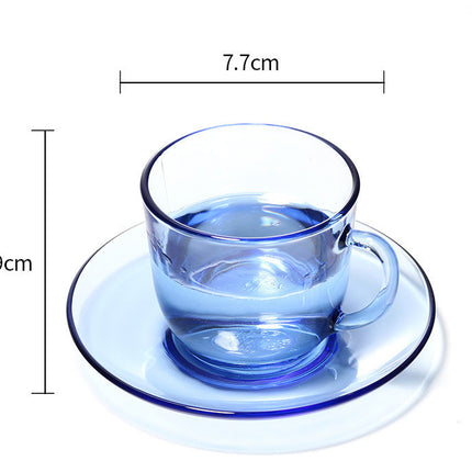 European Style Simple Tempered Glass Heat-resistant And Drop-resistant Coffee Cup Light blue